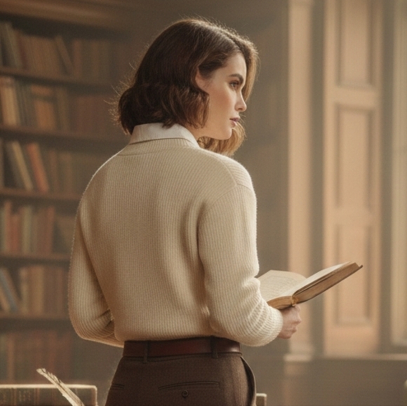 Leith Cream Knit Sweater Small | Old Money Poetcore Winter White - Picture 2 of 14